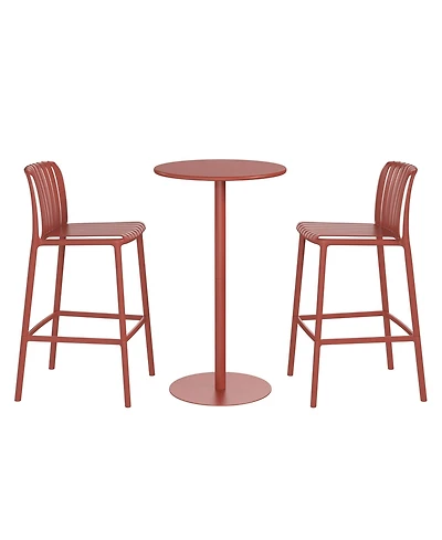 WestinTrends 3-Piece Patio Adjustable Bar Table with Stackable Stools