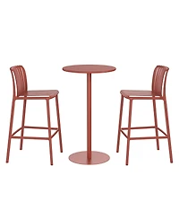 WestinTrends 3-Piece Patio Adjustable Bar Table with Stackable Stools