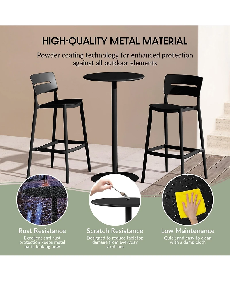 41.25" Adjustable Metal Round Bar Height Table