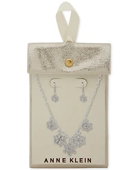 Anne Klein 2-Pc. Silver-Tone Snowflake Frontal Necklace and Earrings Set