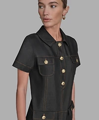 Bcbg Women's Short Sleeve Shirt Dress