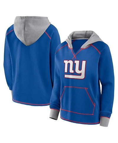 Logo Athletic Women's Royal New York Giants Boom Fleece Pullover V-Neck Hoodie