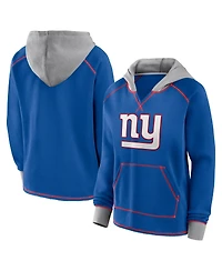 Logo Athletic Women's Royal New York Giants Boom Fleece Pullover V-Neck Hoodie