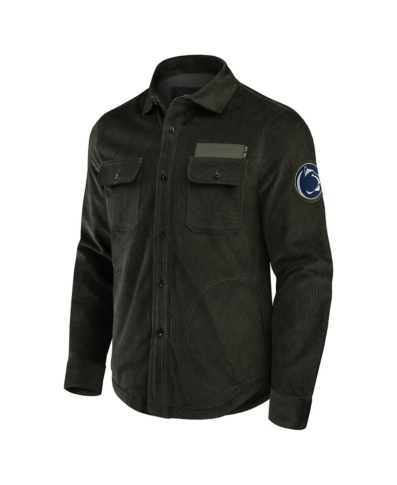 Darius Rucker Collection by Fanatics Men's Olive Penn State Nittany Lions Corduroy Full-Button Shacket