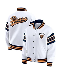 Wear by Erin Andrews Women's White Chicago Bears Full-Snap Fleece Sweatshirt Jacket