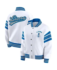 Wear by Erin Andrews Women's White Detroit Lions Full-Snap Fleece Sweatshirt Jacket