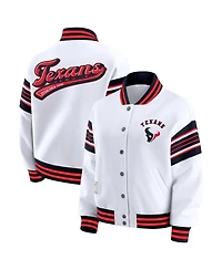 Wear by Erin Andrews Women's White Houston Texans Full-Snap Fleece Sweatshirt Jacket