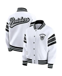 Wear by Erin Andrews Women's White Las Vegas Raiders Full-Snap Fleece Sweatshirt Jacket