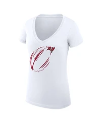 G-iii 4Her by Carl Banks Women's White Tampa Bay Buccaneers Super-Slim Fit Lightweight Subtle Football V-Neck T-Shirt
