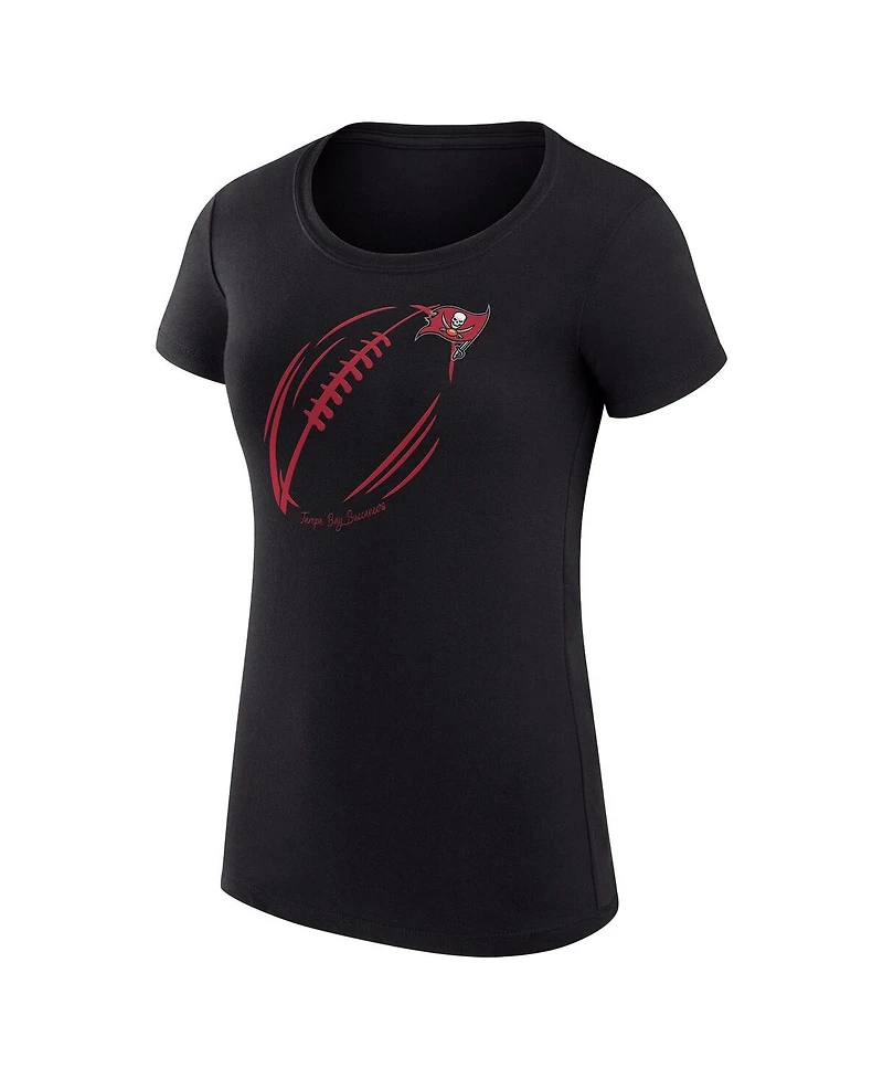 G-iii 4Her by Carl Banks Women's Black Tampa Bay Buccaneers Super-Slim Fit Lightweight Subtle Football T-Shirt