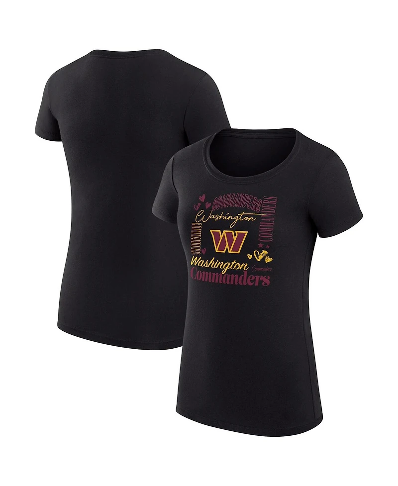 G-iii 4Her by Carl Banks Women's Black Washington Commanders Super-Slim Fit Lightweight Collage Team T-Shirt
