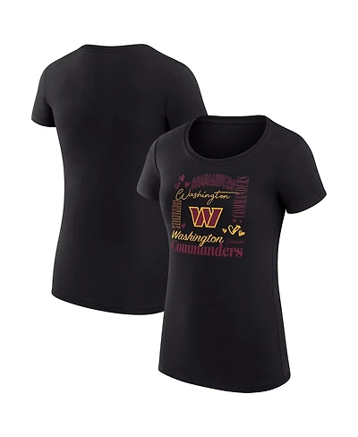 G-iii 4Her by Carl Banks Women's Black Washington Commanders Super-Slim Fit Lightweight Collage Team T-Shirt