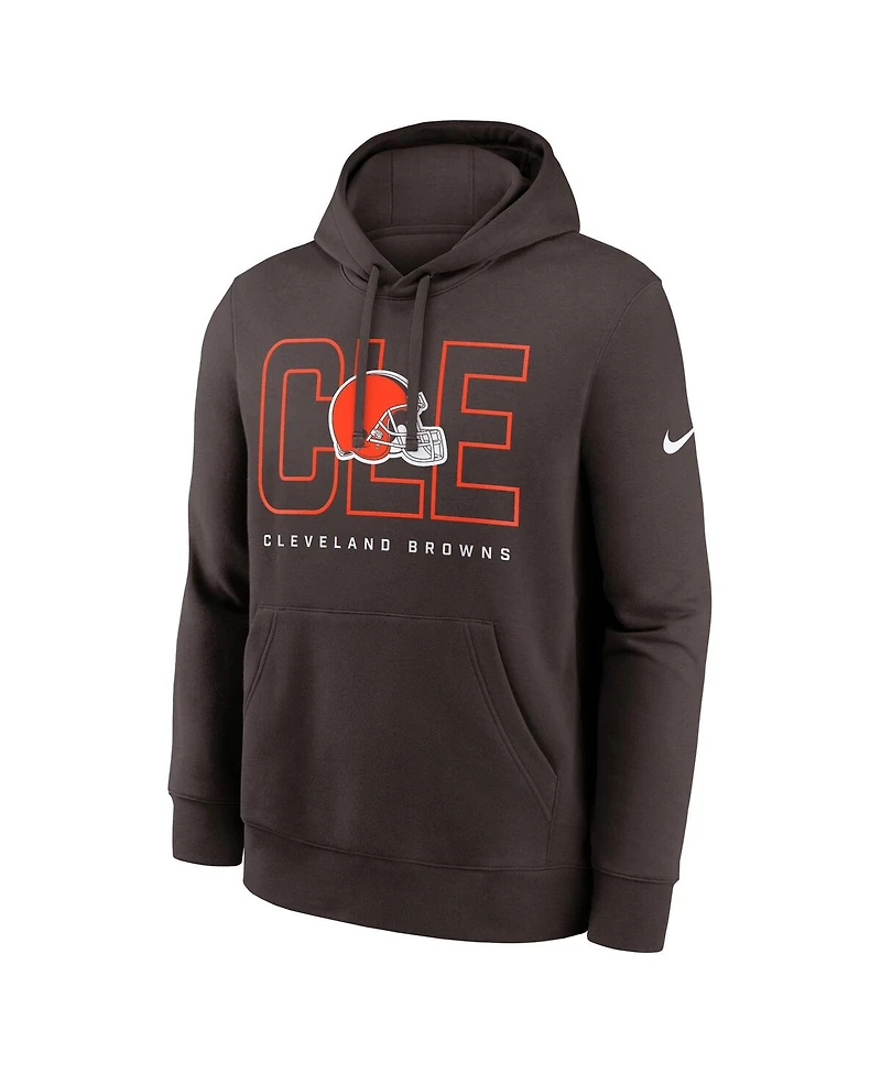 Nike Men's Brown Cleveland Browns Busted Play Club Fleece Pullover Hoodie