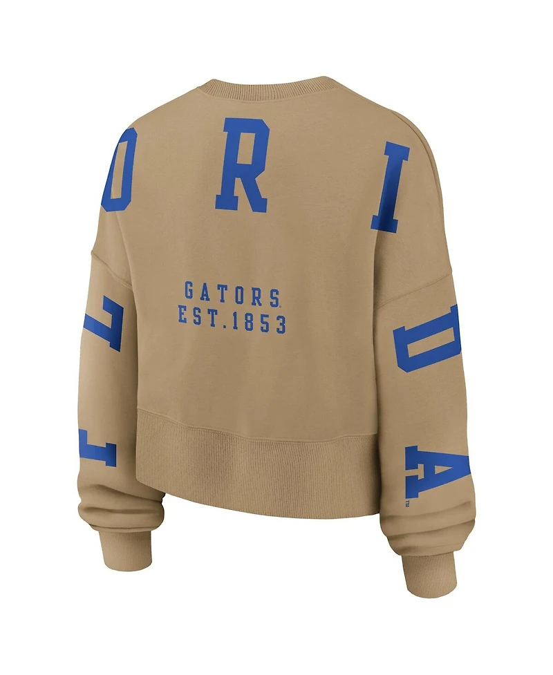 Jordan Women's Tan Florida Gators Oversized Phoenix 2-Hit Pullover Sweatshirt