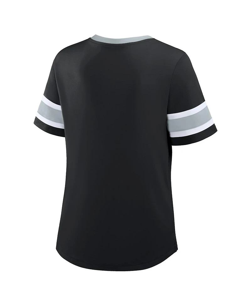 Fanatics Women's Black Las Vegas Raiders Redzone Draw Play Athena Lace-Up T-Shirt
