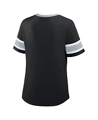 Fanatics Women's Black Las Vegas Raiders Redzone Draw Play Athena Lace-Up T-Shirt
