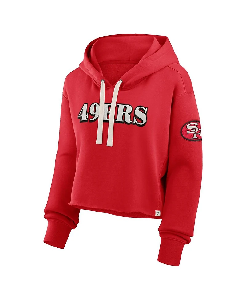 Fanatics Women's Scarlet San Francisco 49ers Oversized Hometown Heritage Cropped Hoodie