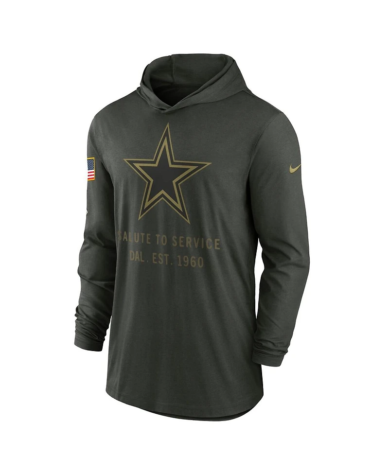 Nike Men's Forest Green Dallas Cowboys 2025 Salute to Service Sideline Dri-fit Lightweight Hooded Pullover Hoodie