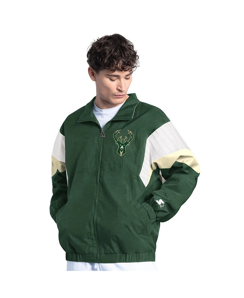 Starter Men's Hunter Green Milwaukee Bucks Yard Line Full-Zip Jacket
