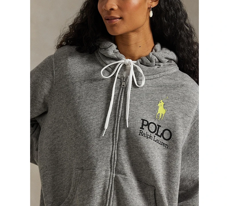 Polo Ralph Lauren Women's Big Pony Lightweight Fleece Zip Hoodie Sweatshirt
