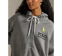 Polo Ralph Lauren Women's Big Pony Lightweight Fleece Zip Hoodie Sweatshirt