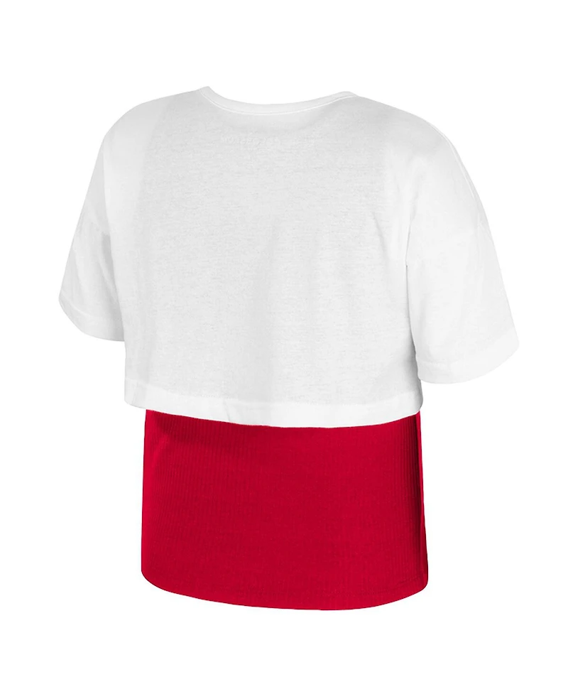 Colosseum Big Girls White Alabama Crimson Tide Gale Cropped 2Fer Top