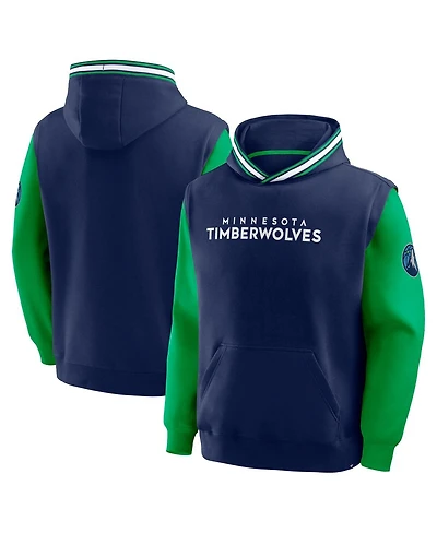 Fanatics Men's Navy/Green Minnesota Timberwolves Half Court Shot Clock Fastbreak Hoodie