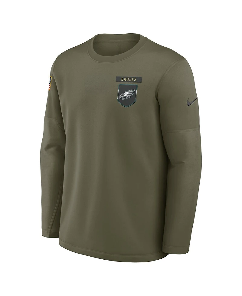 Nike Men's Olive Philadelphia Eagles 2025 Salute to Service Coaches Therma-Fit Long Sleeve T-Shirt