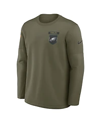 Nike Men's Olive Philadelphia Eagles 2025 Salute to Service Coaches Therma-Fit Long Sleeve T-Shirt