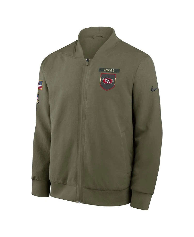 Nike Men's Olive San Francisco 49ers 2025 Salute to Service Sideline Full-Zip Bomber Jacket