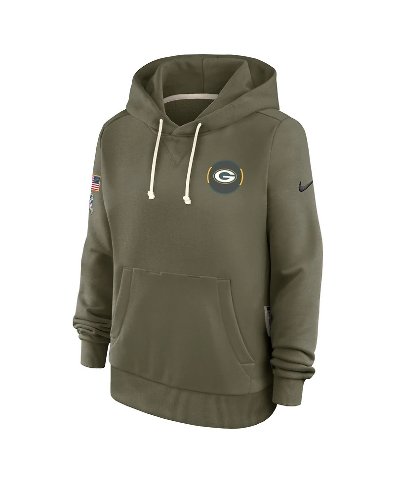 Nike Women's Olive Green Bay Packers 2025 Salute to Service Sideline Standard Issue Dri-fit Hoodie
