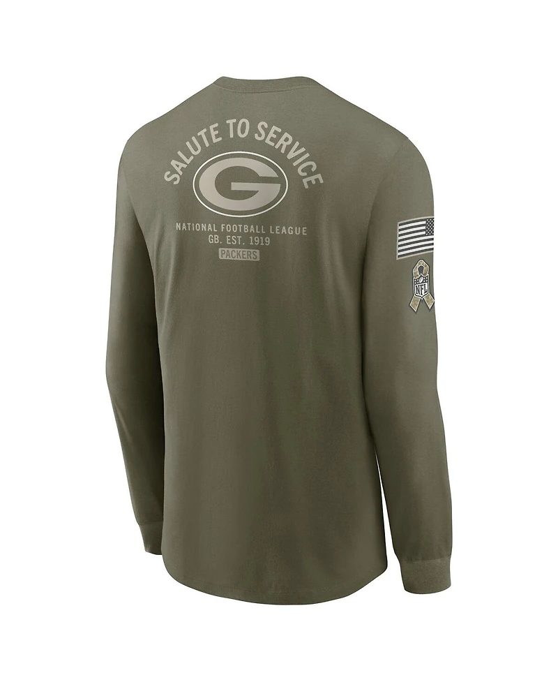Nike Men's Olive Green Bay Packers 2025 Salute to Service Sideline Long Sleeve T-Shirt