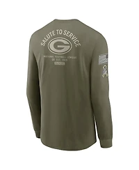 Nike Men's Olive Green Bay Packers 2025 Salute to Service Sideline Long Sleeve T-Shirt