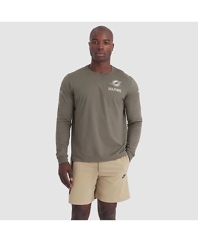 Nike Men's Olive Miami Dolphins 2025 Salute to Service Sideline Long Sleeve T-Shirt