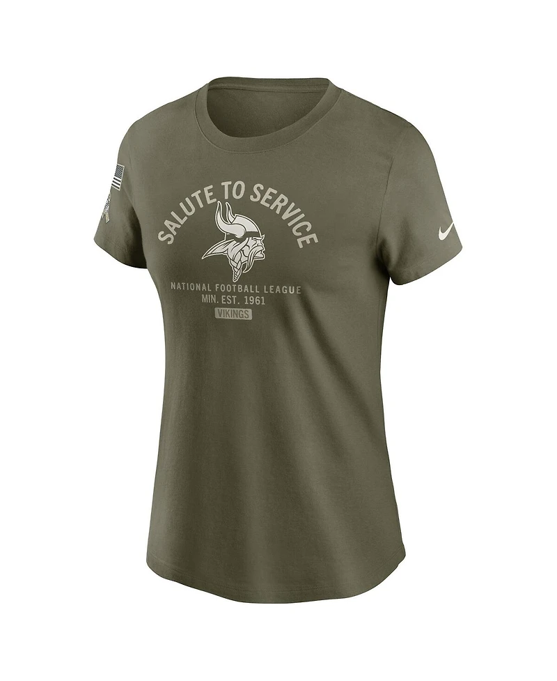 Nike Women's Olive Minnesota Vikings 2025 Salute to Service Sideline T-Shirt