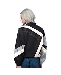 Starter Women's Black/Silver Las Vegas Raiders 1st Quarter Full-Zip Windbreaker Jacket