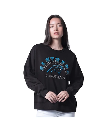 G-iii 4Her by Carl Banks Women's Black Carolina Panthers Oversized Feud Sweatshirt