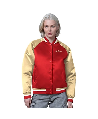 Starter Women's Scarlet/Gold San Francisco 49ers Satin Full-Snap Varsity Jacket