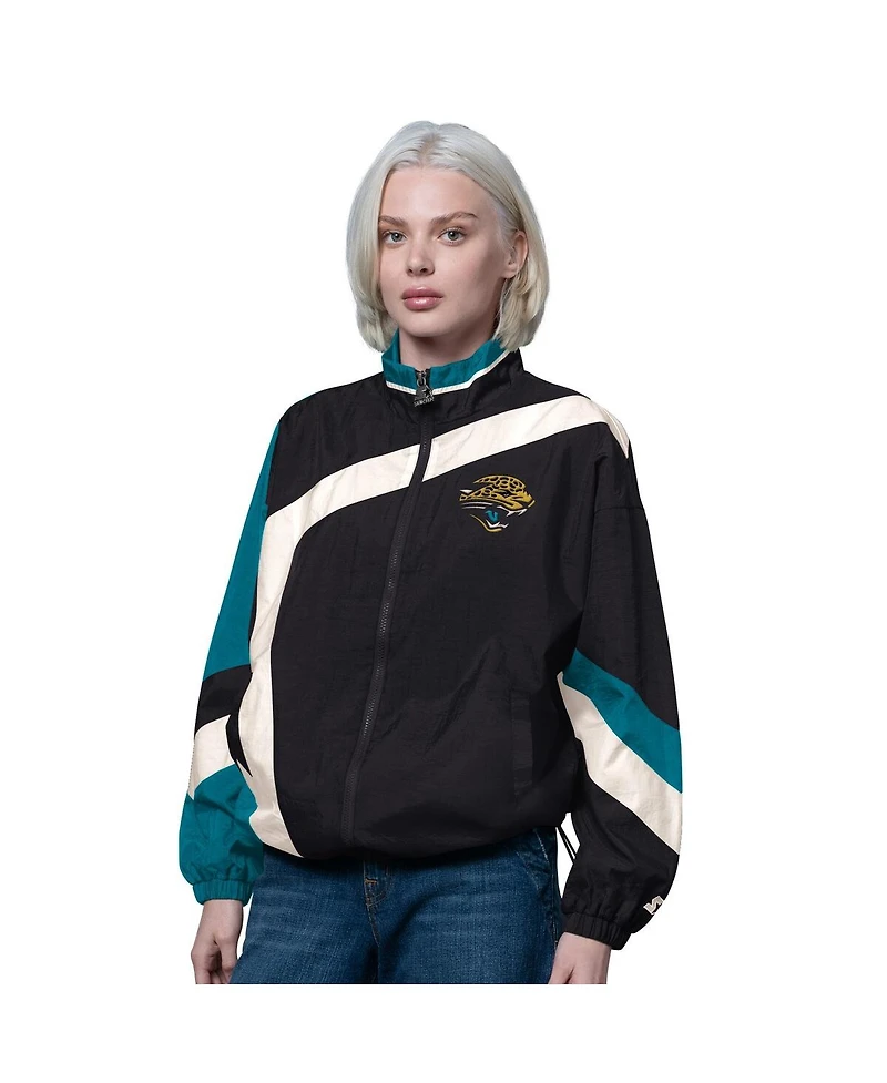 Starter Women's Black/Teal Jacksonville Jaguars 1st Quarter Full-Zip Windbreaker Jacket