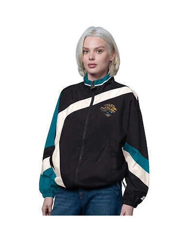 Starter Women's Black/Teal Jacksonville Jaguars 1st Quarter Full-Zip Windbreaker Jacket