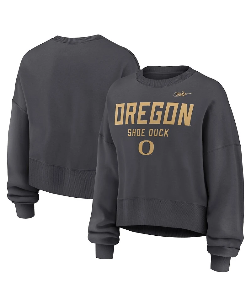 Nike Women's Charcoal Oregon Ducks Shoe Duck Sweatshirt