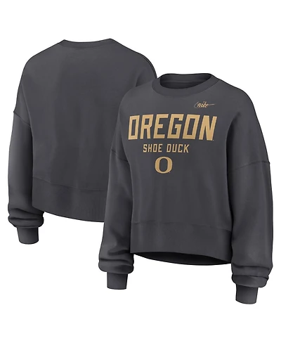 Nike Women's Charcoal Oregon Ducks Shoe Duck Sweatshirt