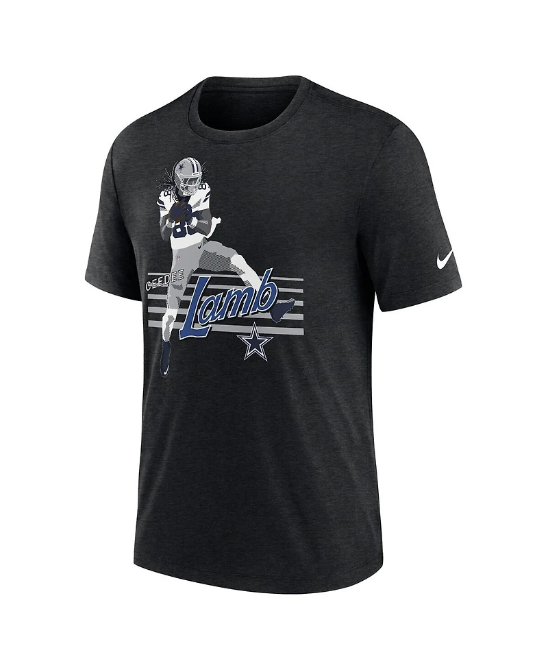 Nike Men's CeeDee Lamb Heather Black Dallas Cowboys Player Graphic T-Shirt