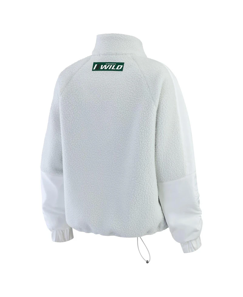Wear by Erin Andrews Women's Gray Minnesota Wild Polar Fleece Quarter-Zip Jacket