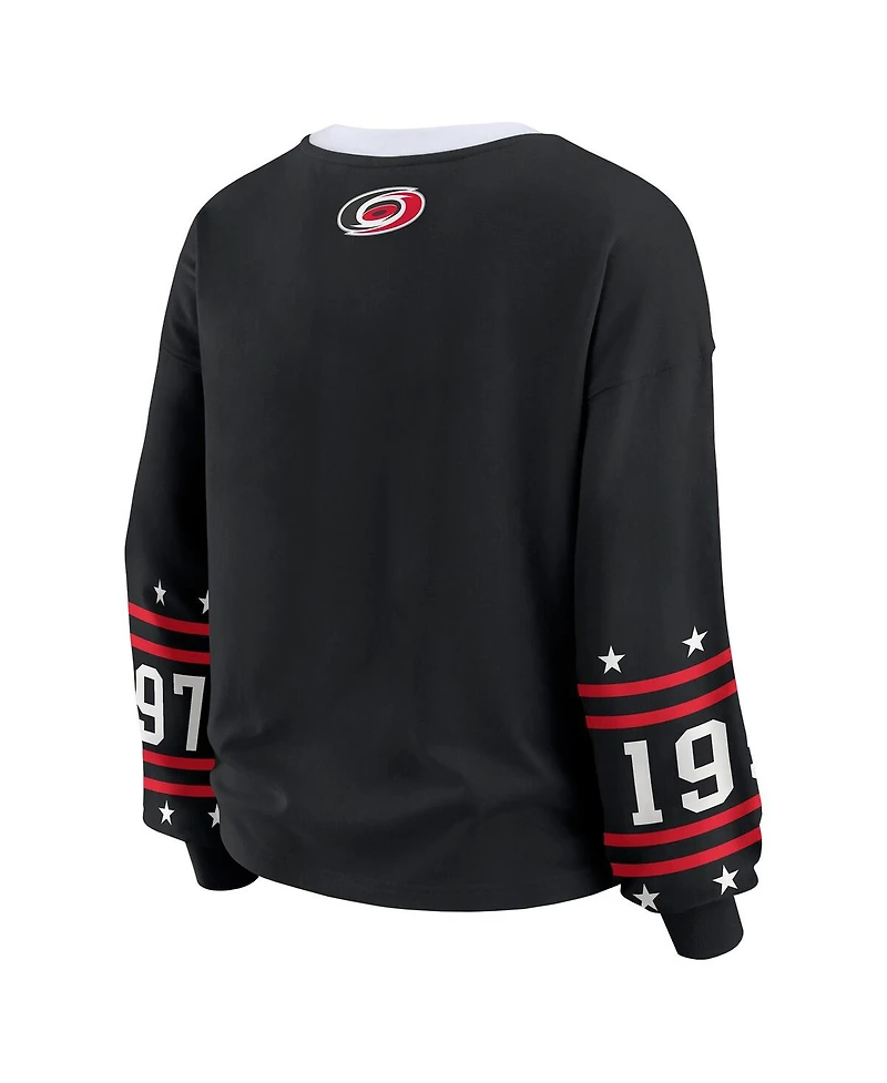 Wear by Erin Andrews Women's Black Carolina Hurricanes Long-Sleeve Sport T-Shirt