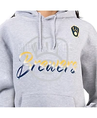 G-iii 4Her by Carl Banks Women's Heather Gray Milwaukee Brewers Shadow Logo Graphic Pullover Hoodie
