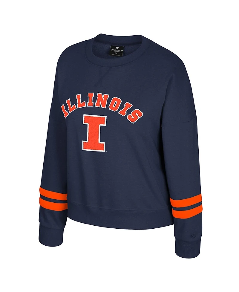 Colosseum Women's Navy Illinois Fighting Illini Splashy Crewneck Fleece Sweatshirt