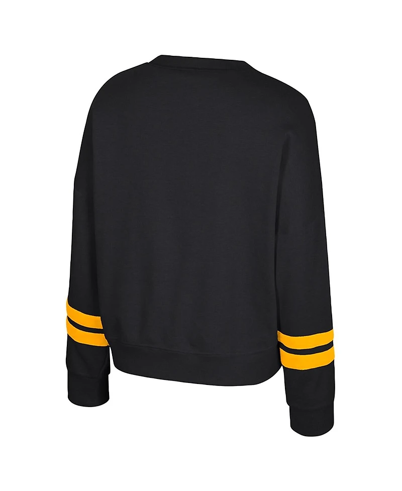 Colosseum Women's Black Missouri Tigers Splashy Crewneck Fleece Sweatshirt