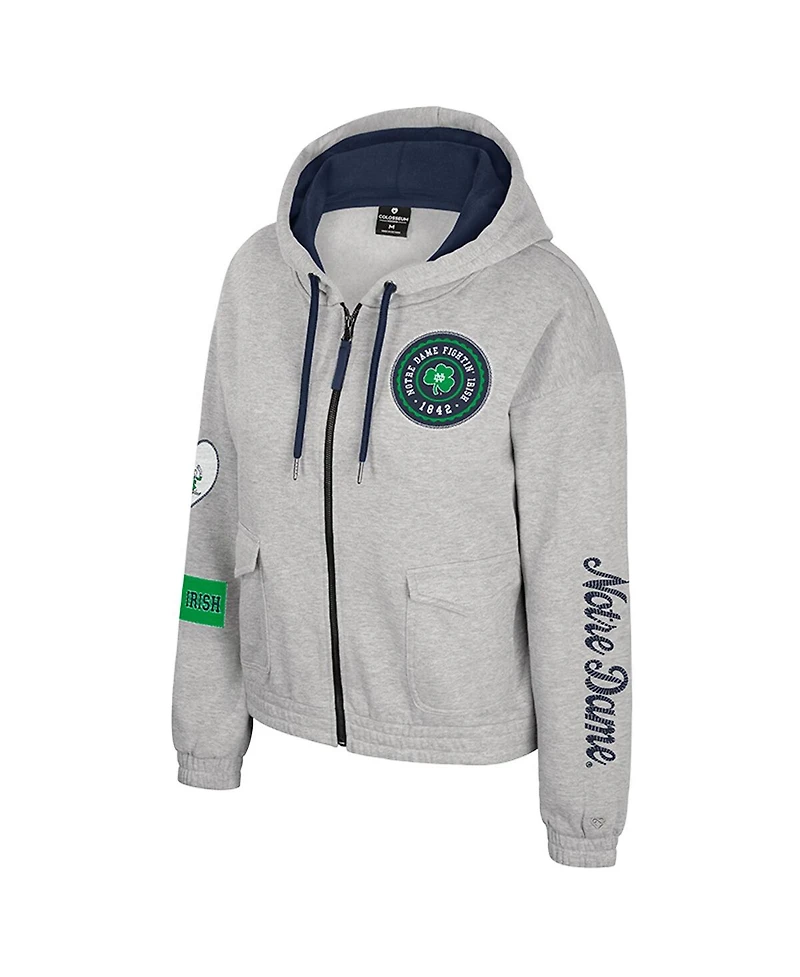 Colosseum Women's Gray Notre Dame Fighting Irish Alfie Full-Zip Hoodie Jacket