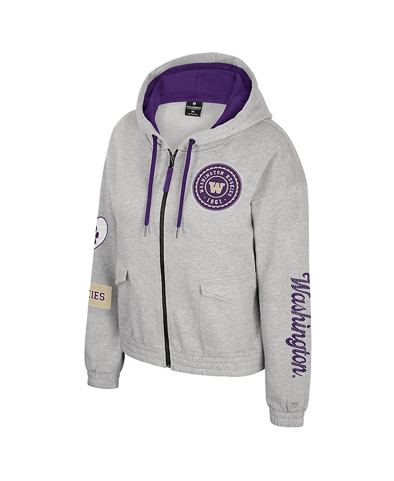 Colosseum Women's Gray Washington Huskies Alfie Full-Zip Hoodie Jacket